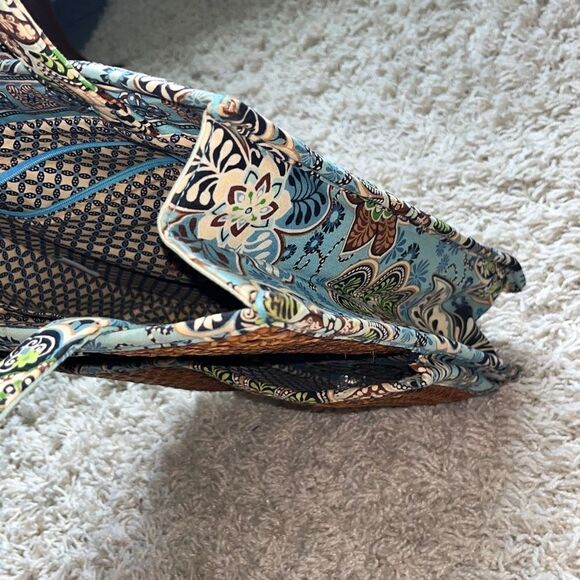 Vera Bradley Bali Blue & Hope Garden Structured Tiki Tote with Caning RARE - Picture 9 of 16
